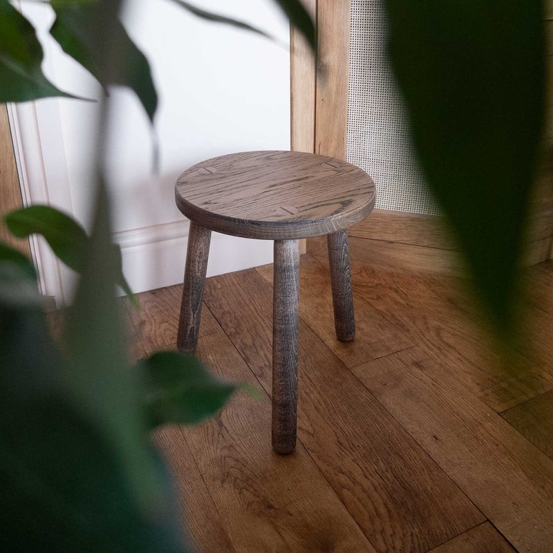 Round Medium Oak Stool