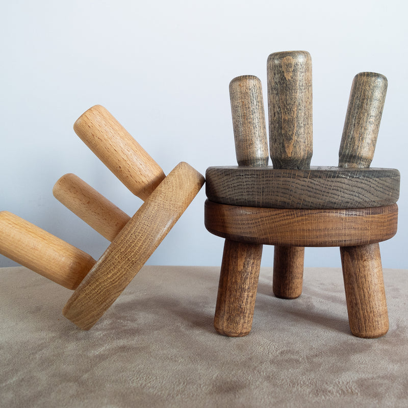 Tiny Round Oak Stool