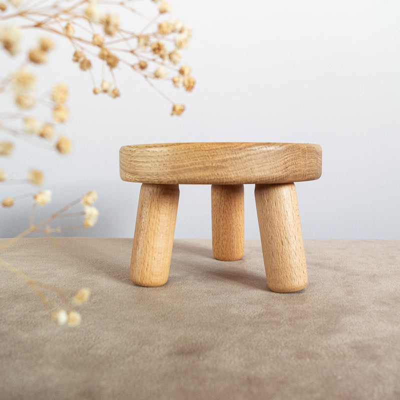 Tiny Round Oak Stool