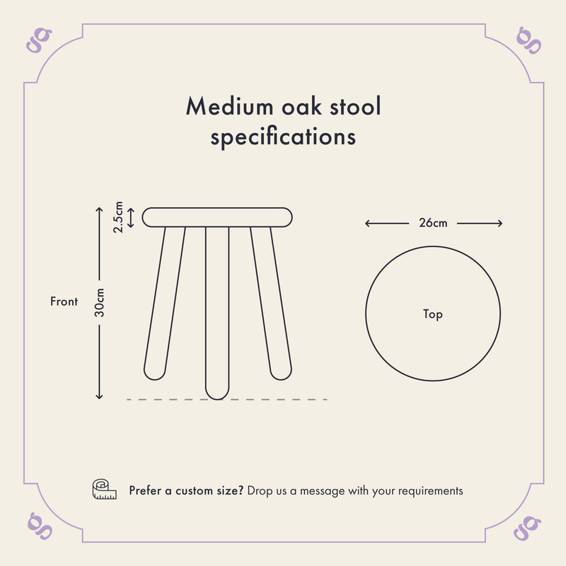 Round Medium Oak Stool