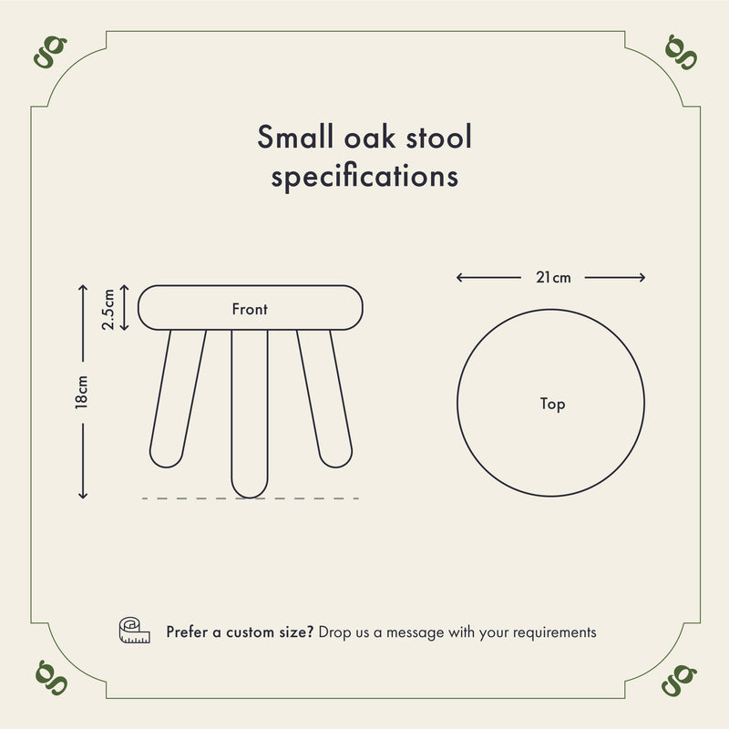 Round Small Oak Stool