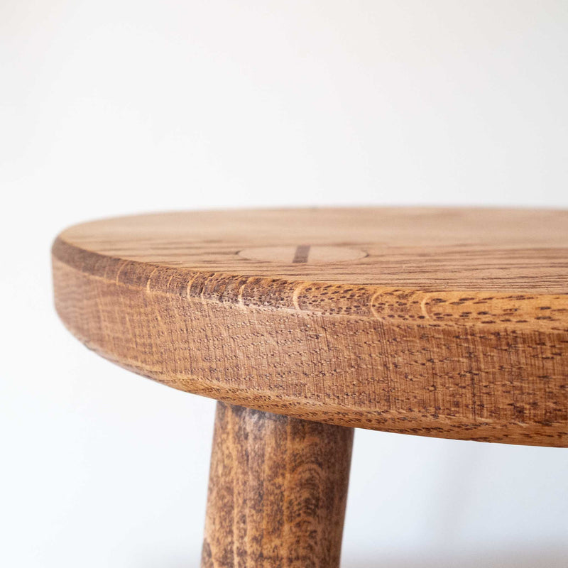 Round Medium Oak Stool