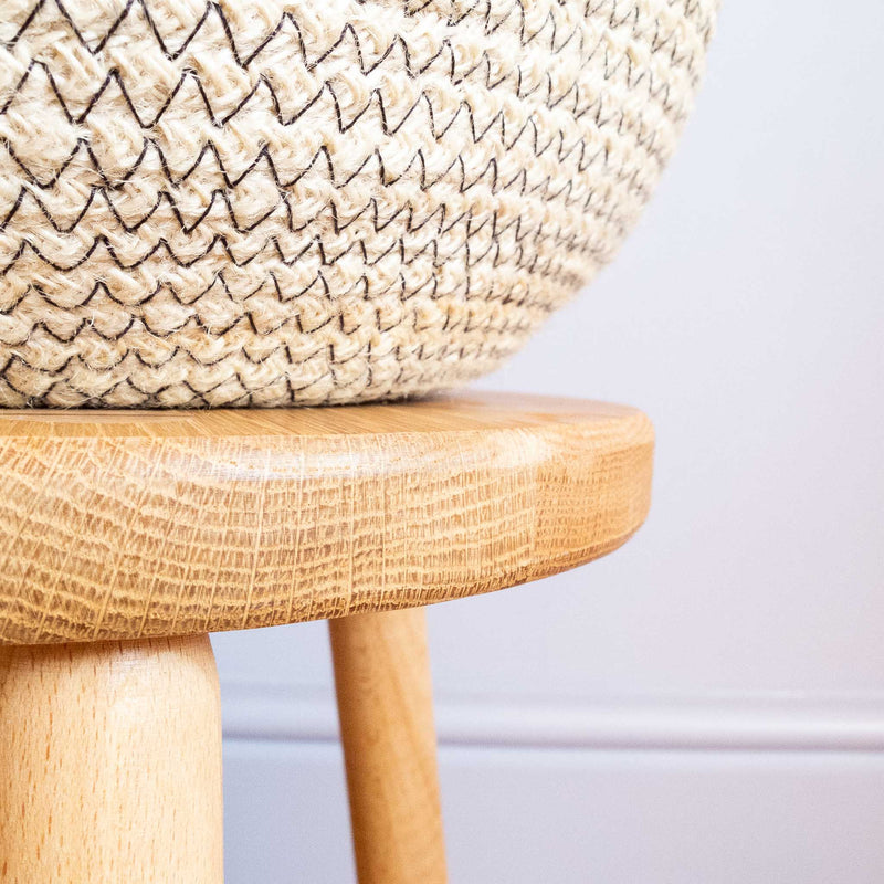 Round Medium Oak Stool