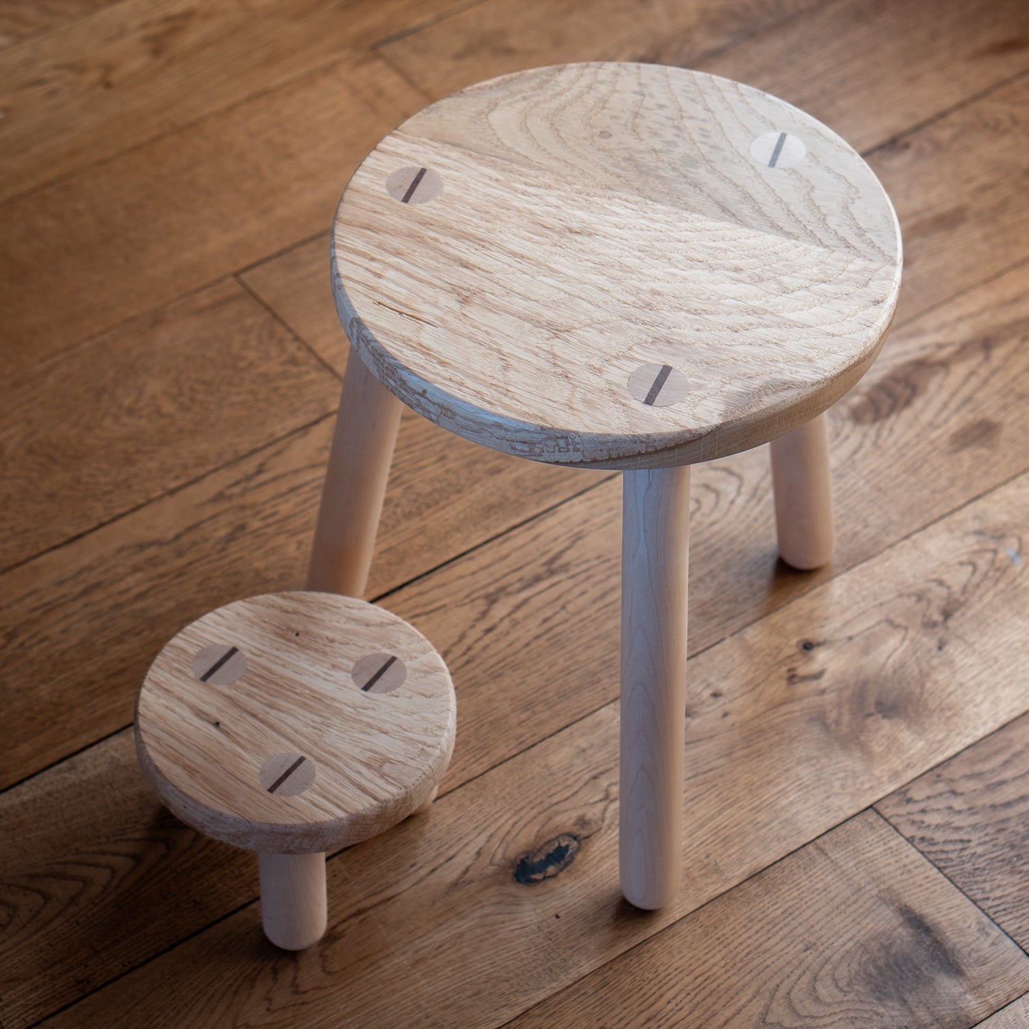 Set of Round Oak Stools [One-off]